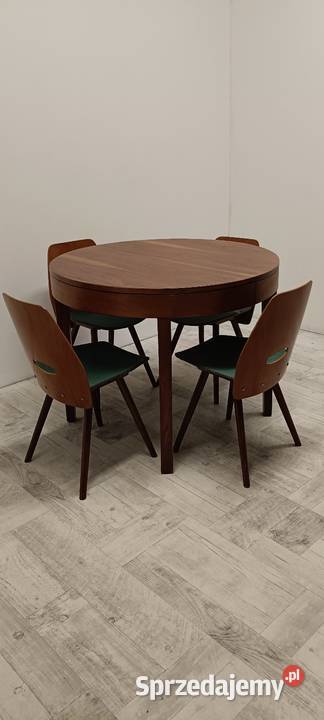 stół okrągly PRL vintage fornir orzech do salonu Stoły Radomsko