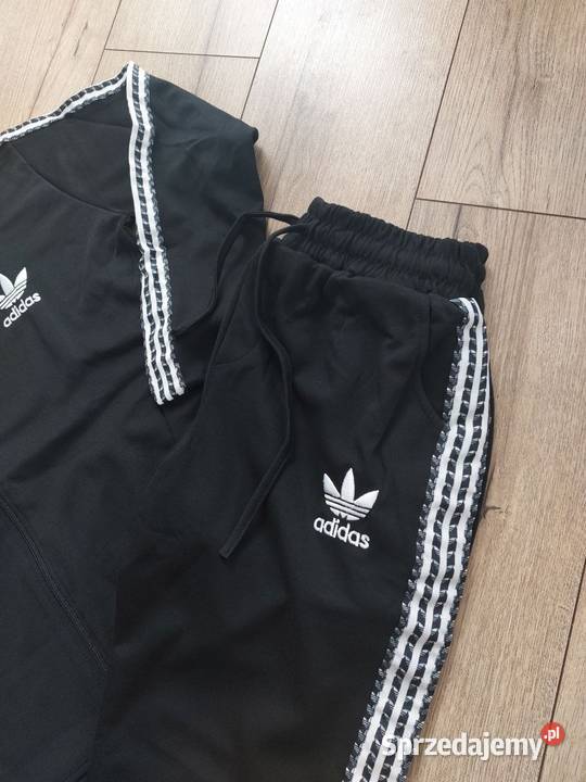 Komplet dresowy Adidas czarny z haftowanym logo Aniołki
