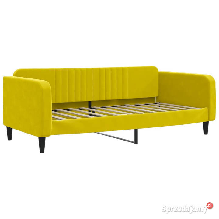 Sofa z funkcją spania żółta obita aksamitem 75cm Warszawa