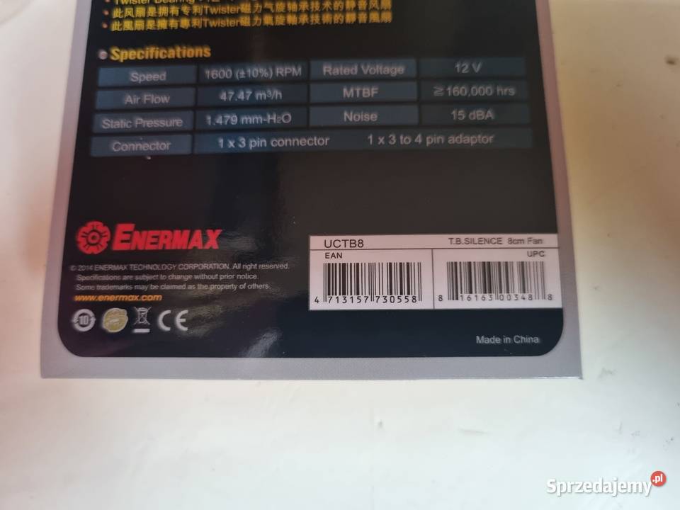 5 Wentylator TB Silence ENERMAX 80mm uctb8 Bydgoszcz
