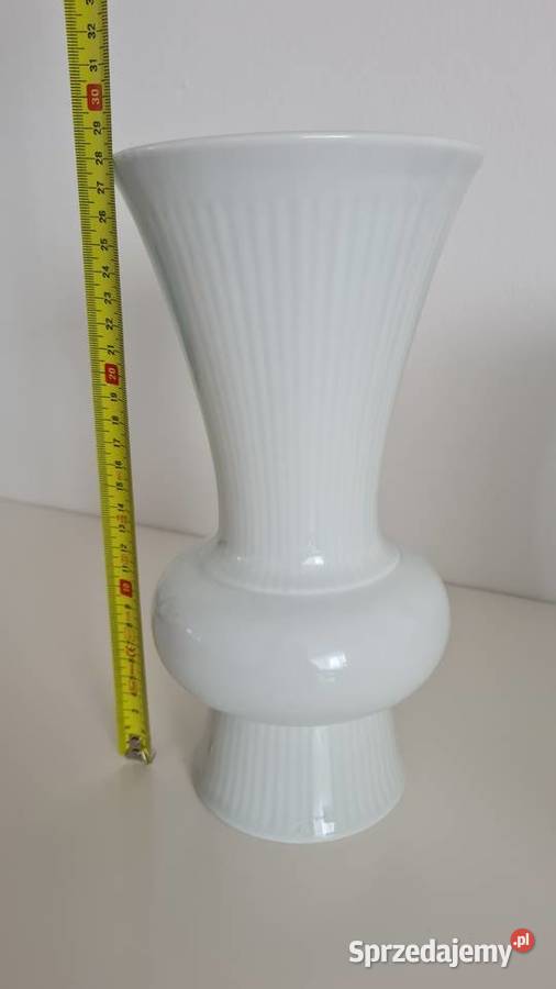 Biały porcelanowy wysoki Wazon Bareuther Porcelana i szkło Gorlice