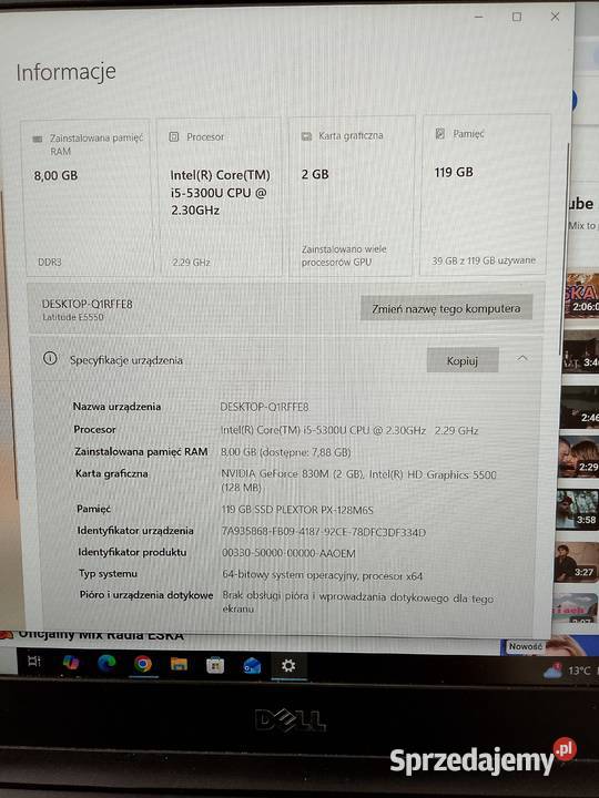 Laptop DELL Latitude E5550 SSD FULL HD podkarpackie
