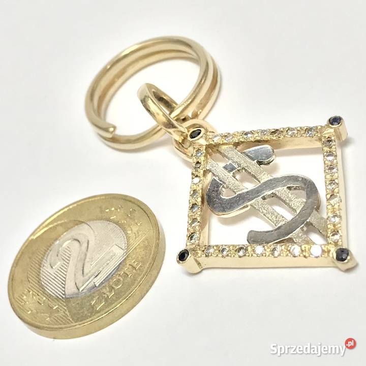 Złoty BRELOCZEK brelok 585 14K z DIAMENTAMI 05ct mazowieckie