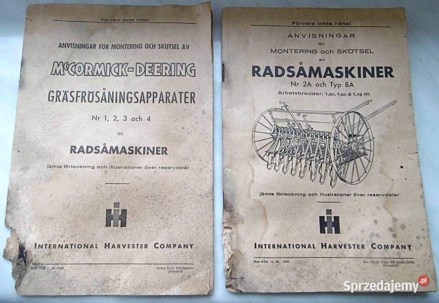 Instrukcja katalog siewnik rolniczy 1946 1949 wielkopolskie Ostrów Wielkopolski sprzedam