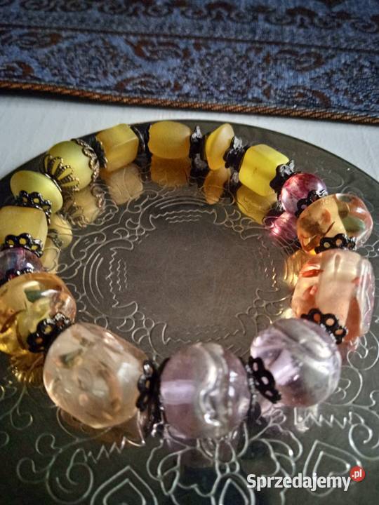 BRANSOLETKA Z CYTRYNIANÓW I SZKLANYCH ZDOBIONYCH Ozdoby Piła