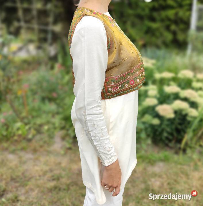 Złota kamizelka gorset S 36 etno folk boho haft Szczecin