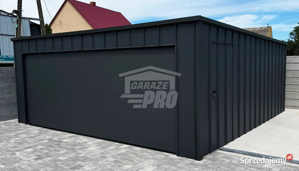 Garaz blaszany 6x6 m brama segmentowa drzwi Brzesko