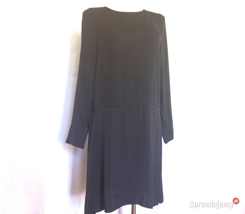 Sukienka czarna Długi Rękaw r 3638 Elegancka Białystok