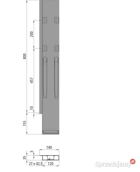 Słupek K20 tył prawy z zam burty 800 mm2 zamki Pozostałe Przysieka Polska