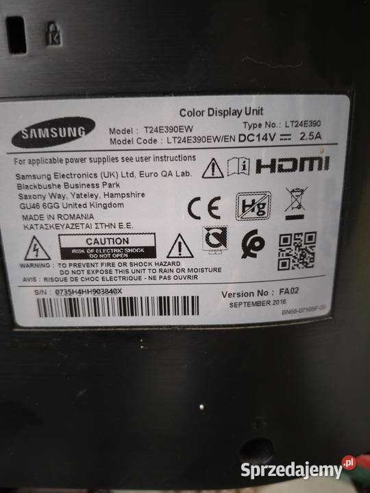 Telewizor Samsungdekoder DVBT2 tuner piloty Warszawa sprzedam