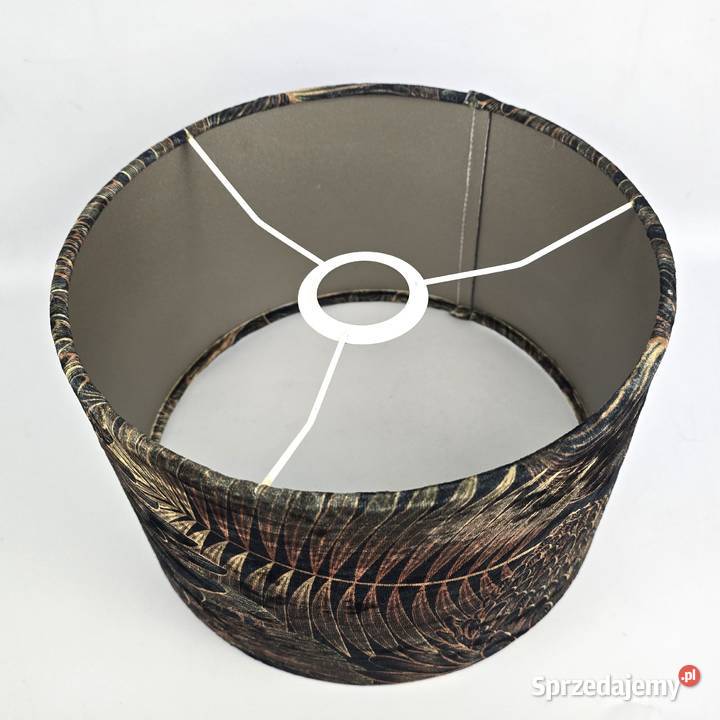 Glamour abażur cylinder ciemnozielony welur i Bronisze