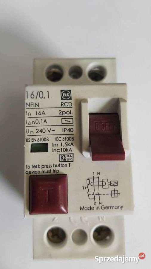 Wyłącznik różnicowoprądowy FG 1601 01A 1PN mazowieckie Wyszków
