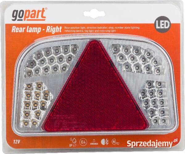 Lampa tylna przyczepy LED prostokątna 12V prawa Kamionna