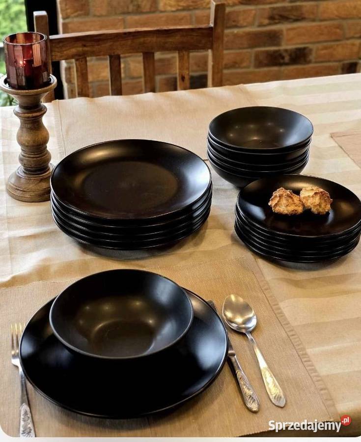 PROMOCJA 139 Zestaw obiadowy 18 elementów czarny Zabrze