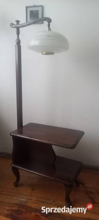 Drewniana lampa podłogowa ze stolikiem ruchome łódzkie Skierniewice