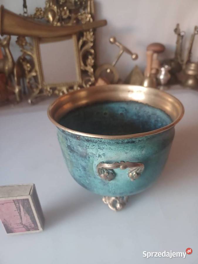 Piękna duża donica mosiężna wielkopolskie