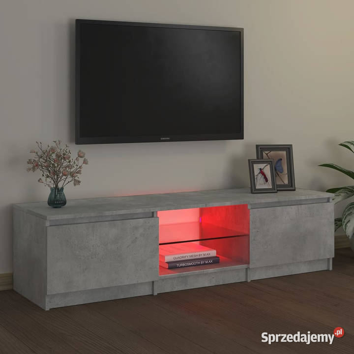 Szafka pod TV z LED szarość betonu 140x40x355 Warszawa