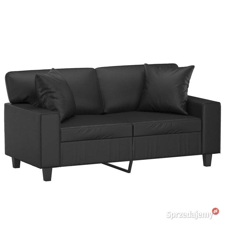2osobowa sofa z poduszkami czarna 120 sztuczna Sofy i kanapy Warszawa