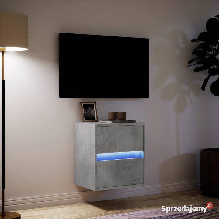 Ścienna szafka TV z LED szarość betonu 41x31x45 Warszawa sprzedam