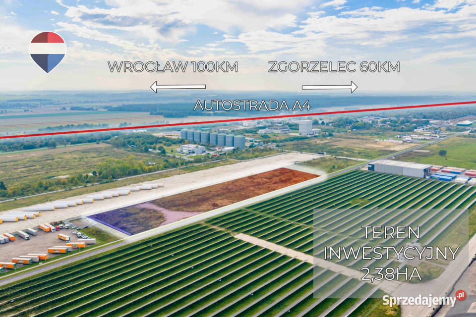 Działka inwestycyjna z PnB A4 23812 m Osła sprzedam