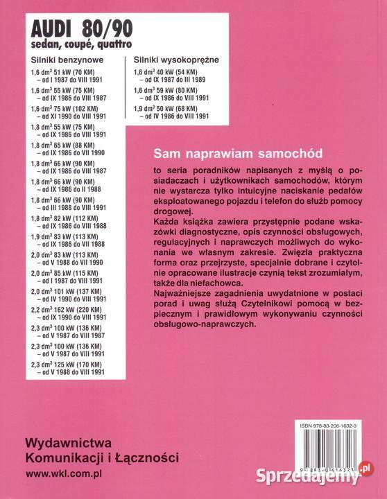 Audi 80 i 90 IV 1986 do VIII 1991 Sam naprawiam mazowieckie Radom