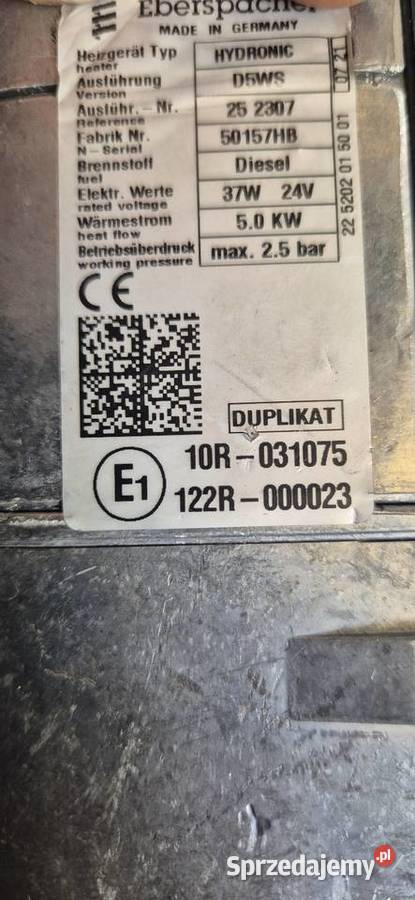 Nowe ogrzewanie wodne hydronic d5ws 24v 5kw Jarocin