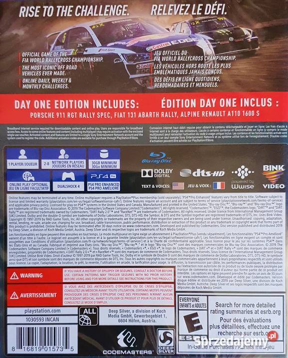 DIRT RALLY 20 PLAYSTATION 4 PLAYSTATION 5 4 5