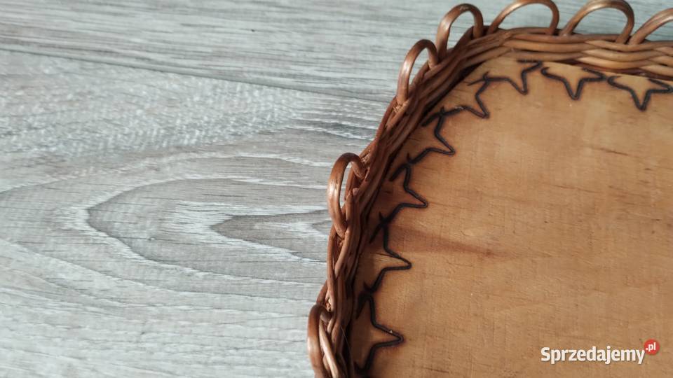 taca drewniana wiklinowa na kubki Poznań sprzedam