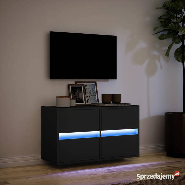 Ścienna szafka TV z LED czarna 80x31x45 WM852286 Szafki