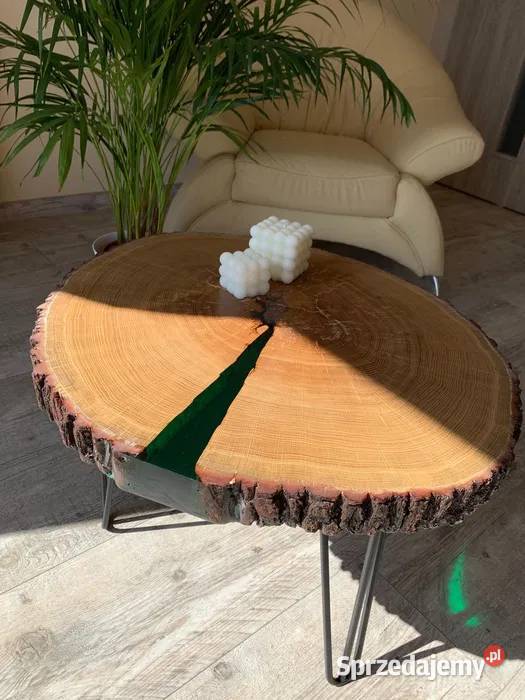 Stolik kawowy z żywica epoksydową dąb 68.5cm