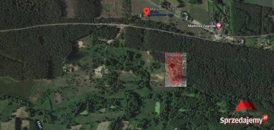 sprzedaży gruntu 1200m2 Lipno