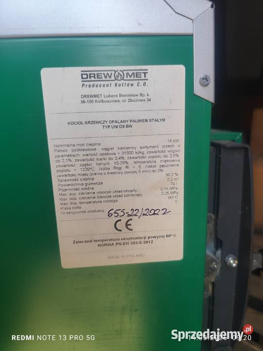 Piec drew met 18 kw Dębica
