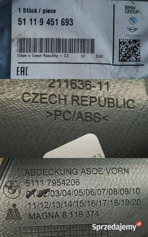 BMW X1 F48N LIFT 19 ZAŚLEPKA HAKA ZDERZAK PRZÓD osobowe wielkopolskie Pleszew sprzedam