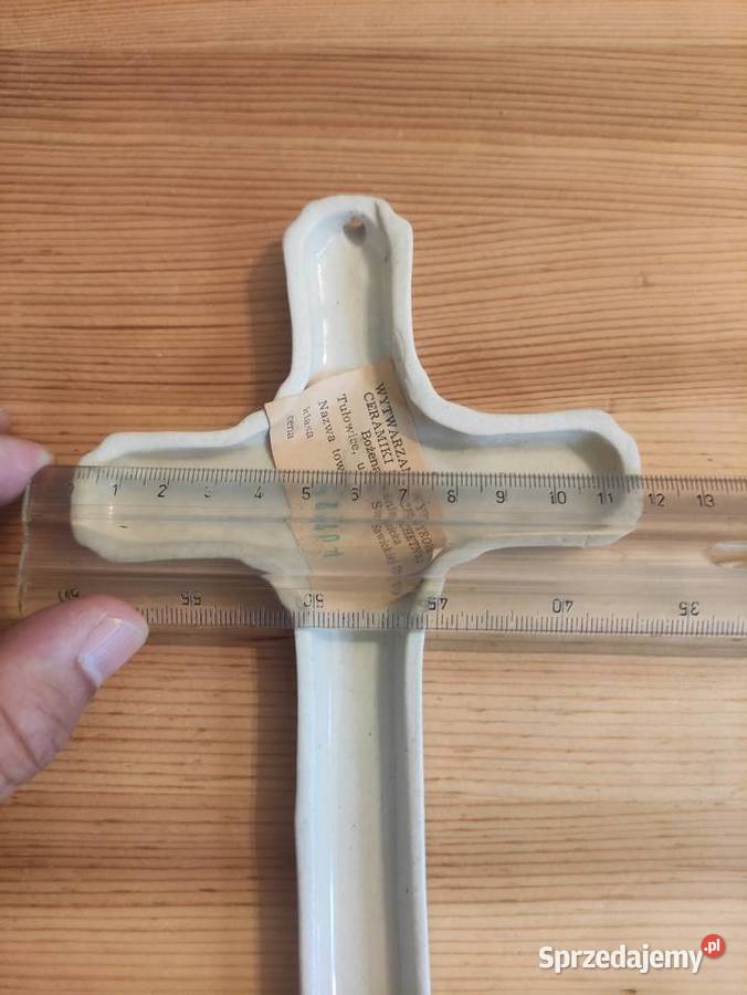 Krzyż fajans Tułowice PRL Sosnowiec