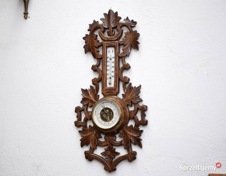 Stary barometr z termometrem termometr rtęciowy Świdnica