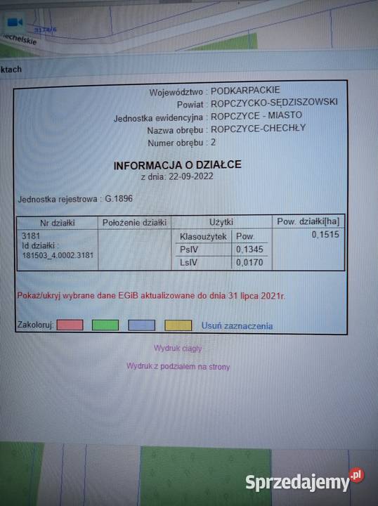 Sprzedam działkę Borki Chechelskie Ropczyce