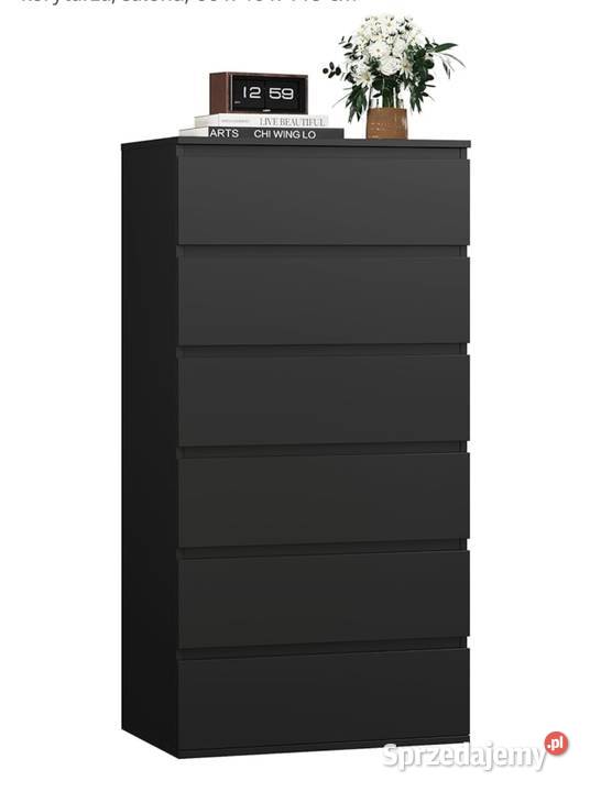 Komoda FOREHILL czarna 119 6 szuflad do sypialni Gorzów Wielkopolski