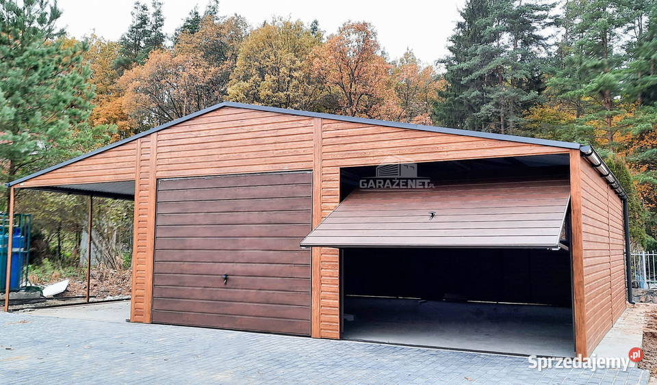 GARAŻ BLASZANY 65m x 6m 3m WIATA DWUSPAD DRZWI Domki narzędziowe Łapanów