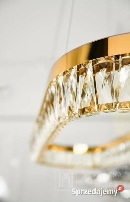 Żyrandol kryształowy nowoczesny złoty podłużny Warszawa sprzedam
