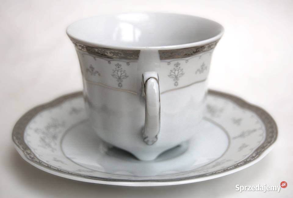 Srebrzona filiżanka ze spodkiem BOLERO porcelana Lublin