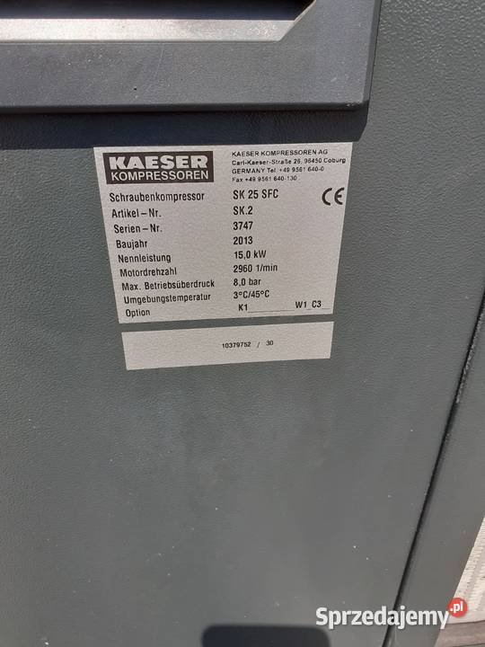 Sprężarka śrubowa kompresor KAESER SK25 15kw 22m Wilków