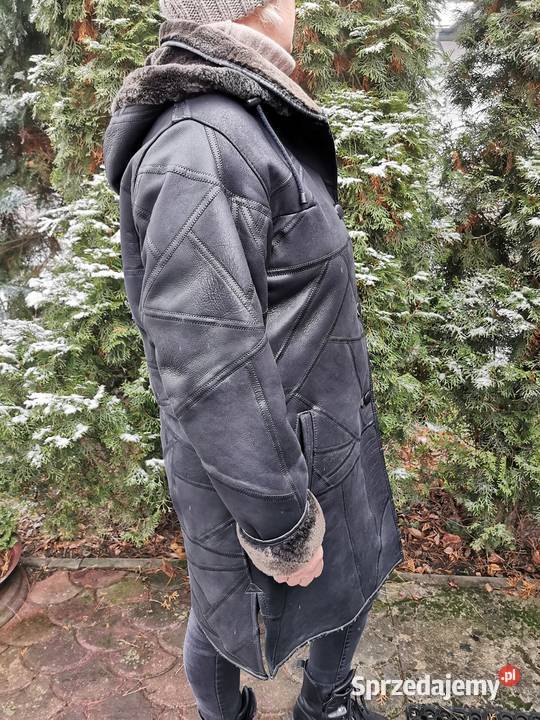 Piękny damski długi kożuch płaszcz kurtka Łódź