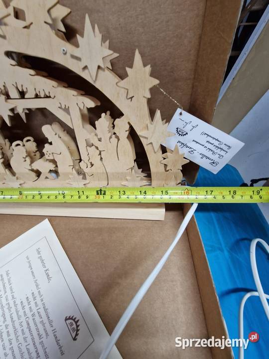 Rękodzieło z drewna ozdoba świateczna świecąca Rybnik