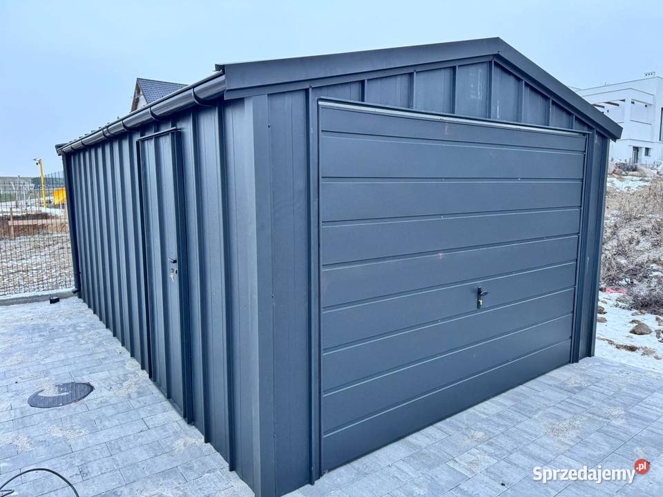 Garaż Blaszany 8x6 Szary Premium wiata ażury Częstochowa
