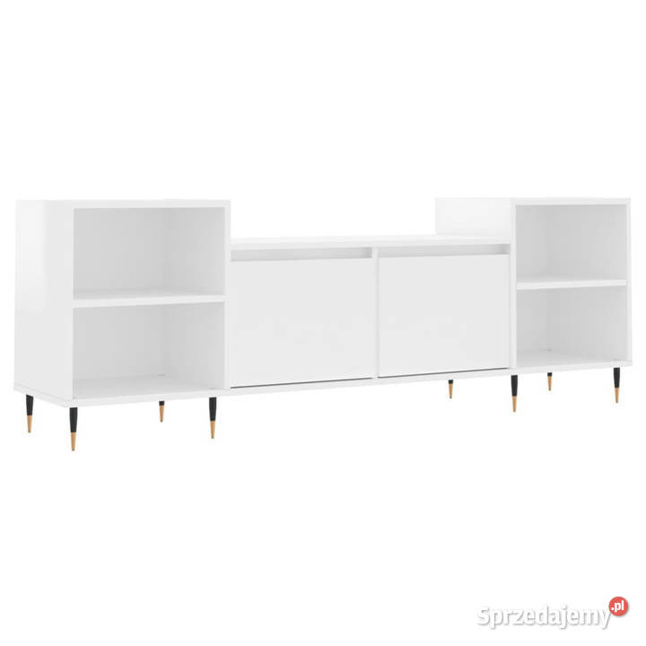 Szafka pod TV wysoki połysk biała 160x35x55
