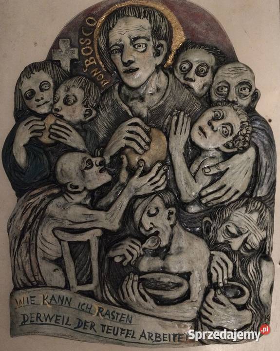 Płaskorzeźba malowana olejnie Karla Obleitnera Krotoszyn sprzedam