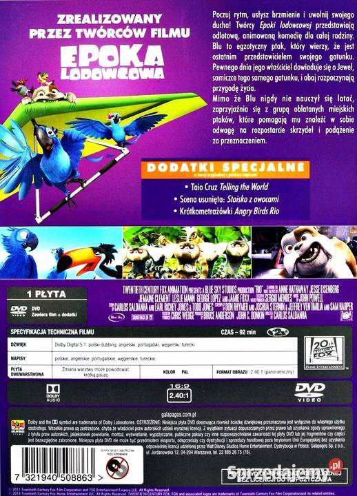 RIO RIO 2 PAKIET 2 FILMÓW 2 DVD