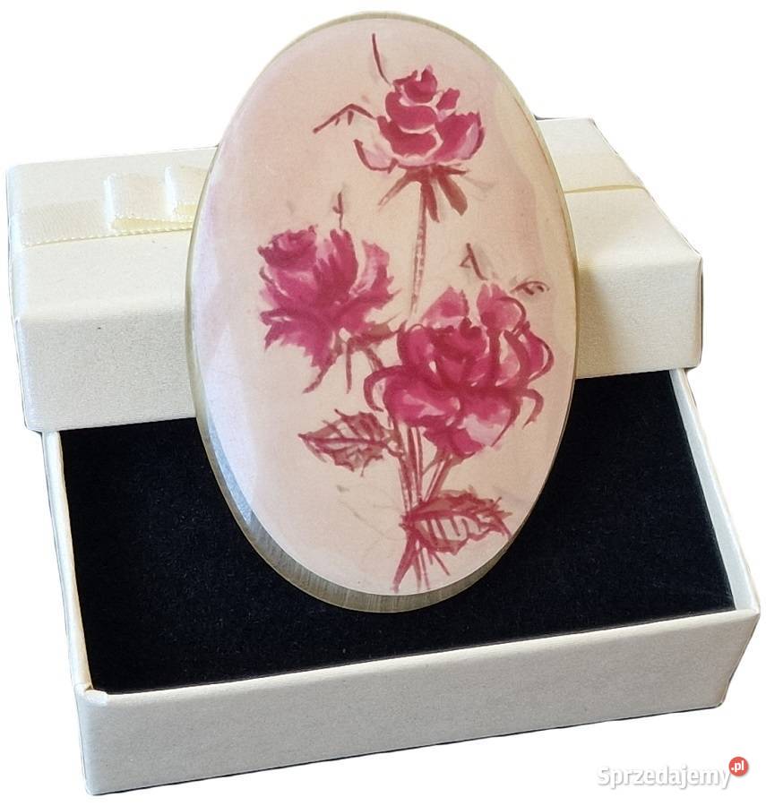 VINTAGE BROSZA STARA PORCELANA Z RÓŻĄ W STYLU Broszki śląskie Częstochowa