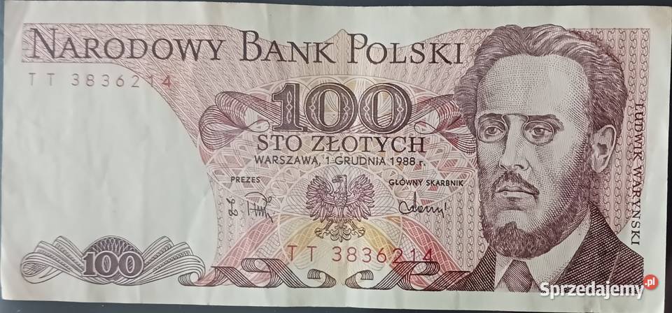 100 złotych 1XII1988 seria TT Konin