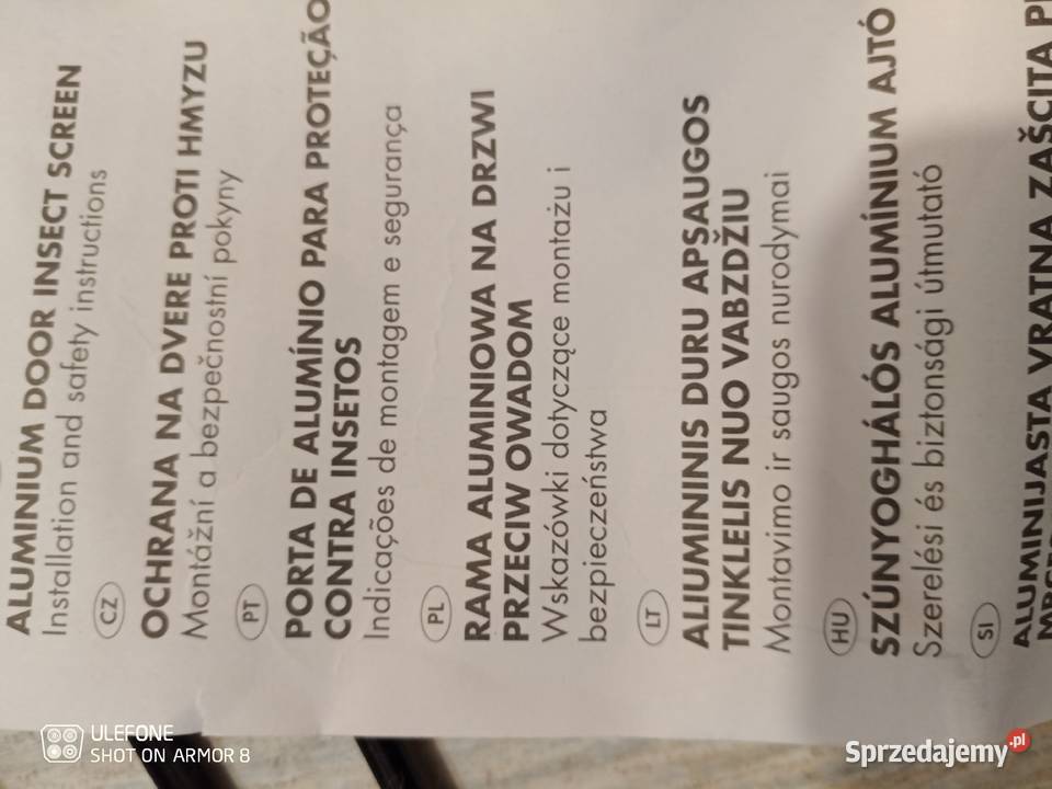 Moskitiera drzwiowa z ramą aluminiową 100 x 210 Moskitiery Kalisz